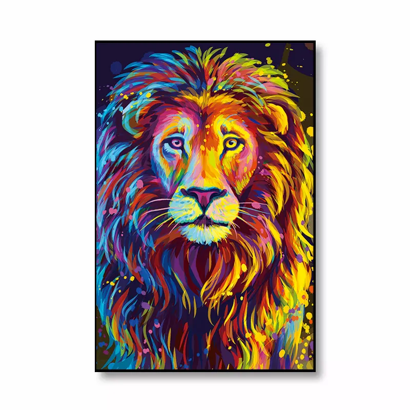 Custom canvas printing Lion Artwork home decor wall art Handmade Modern Picture Abstract Animal oil paintings