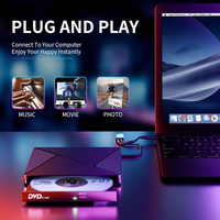 Unidad Óptica Externa USB 3.0 Tipo C con Luz RGB, Lector/Grabador de CD/DVD, Delgada y Silenciosa de 12.7mm para PC y Laptop, ¡Oferta!