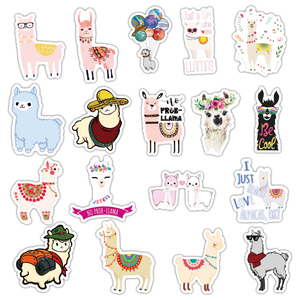 50 cái/gói graffiti phim hoạt hình Alpaca dán gói cho ván trượt hành lý máy tính xách tay tùy chỉnh PVC tường động vật <span class=keywords><strong>vicugna</strong></span> pacos Sticker - Product Image 4