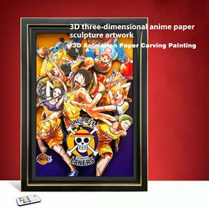 Vente directe d'usine Creative Anime <span class=keywords><strong>One</strong></span> <span class=keywords><strong>Piece</strong></span> Lakers Team <span class=keywords><strong>Luffy</strong></span> Light Painting Frame 3D Stereo Wholesale Paper Crafts - Product Image 2