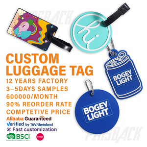 New Trend Loop Holder Impresión de cuero Corazón Divertido Logotipo personalizado Correa de goma para Etiquetas de equipaje de línea aérea - Product Image 1