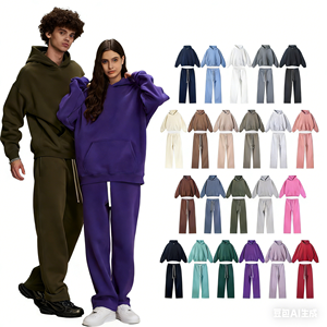 Ensemble de sweat-shirts unisexes personnalisés de haute qualité en molleton 350 g/m², coupe oversize, impression en relief, style streetwear pour hommes et femmes - Product Image 3