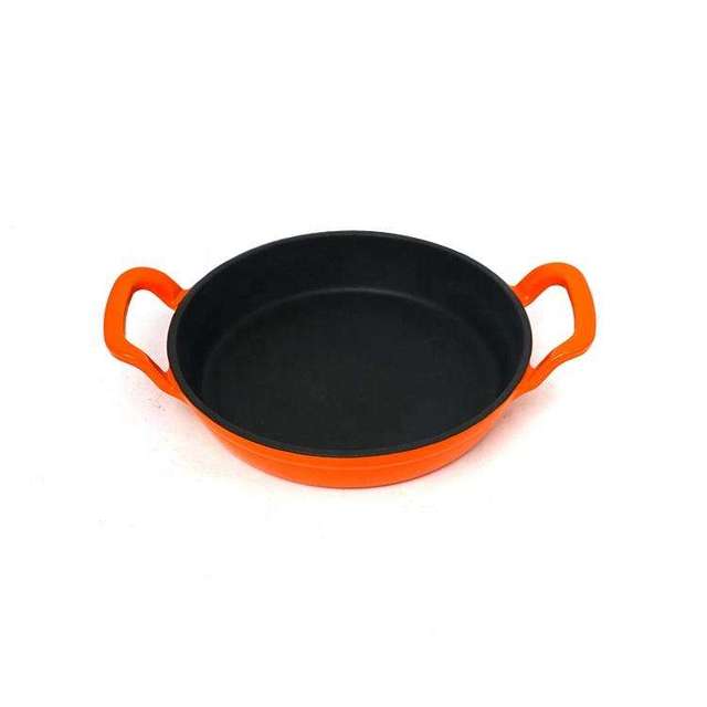 18cm Thickening Cast Iron Enamel Mini Frying Non-stick Pot Barbecue Pan for Pig Steak Fried Egg