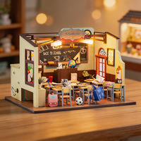 Puzzle en bois Scène de classe DIY Cabane assemblée Campus Modèle miniature fait main Maison Jouet éducatif 22x17x15.5cm Boîte couleur