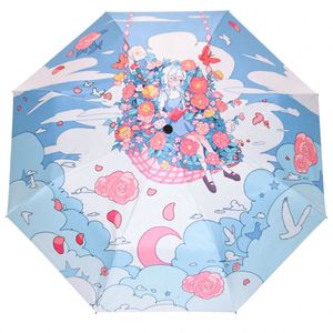 Parapluie personnalisé avec logo, bon marché, de bonne qualité, anti-UV, coupe-vent, pliable, mini, automatique, avec pochette - Product Image 1