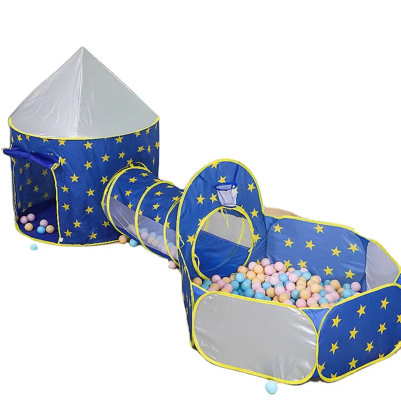 Vente chaude 3 en 1 Space Rocket Castle Crawl Tunnel Tente pour enfants 7 ans, Tente de jeu pour bébé, Tentes d'intérieur pour enfants