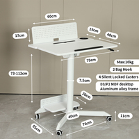 Muebles Ada Oficina Gas Altura de elevación Ajustable Móvil Elegante Pie Flipper Escritorio Mesa de entrenamiento con ruedas