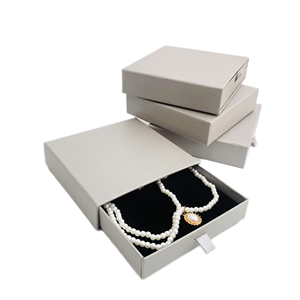 Custom Pure Colour Slide Drawer Box with Foam Insert Soft Touch Fashionring Jewelry Packaging Gray Paper Box - Product Image 5