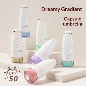 50% Fold Gradient <b>Pull</b> Ring Mini Umbrella Black Glue Sunscreen Rain Dual-purpose Advertising Ultra <b>Light</b> Portable Female Factory - Product Image 3