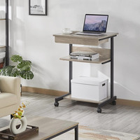 Bureau d'ordinateur mobile moderne avec roulettes, petit bureau d'angle, support pour PC avec clavier coulissant, postes de travail