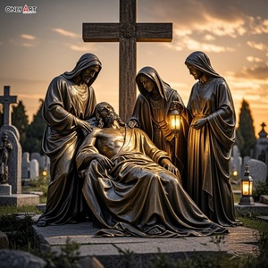 Estatua cristiana católica decimotercera estación tamaño real abajo de la Cruz cuerpo de Jesús tomado famoso Jesús 14 estación escultura de latón - Product Image 2