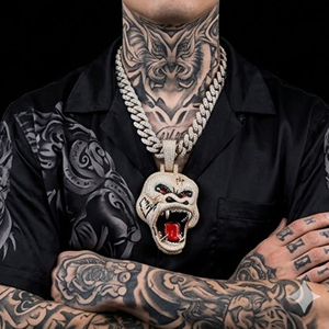 Colgante Hip Hop de Plata de Ley 925 con Moissanita, diseño de <span class=keywords><strong>Pitbull</strong></span>, cabeza de perro rugiente esmaltada en 3D, con engaste ancho, para hombre - Product Image 3