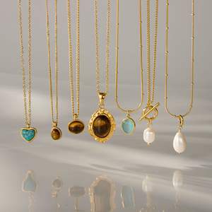 שרשראות נירוסטה מקורית שרשראות שרשרת לנשים שרשרת אור יוקרתי עיניים נמר אבן עיניים - Product Image 1