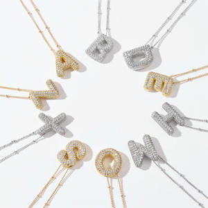 Ingrosso collana con ciondolo iniziale in <span class=keywords><strong>oro</strong></span> placcato ottone strass Mini palloncino con lettera a bolle - Product Image 4