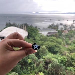 Luna Pentáculo dos tonos negro y azul esmalte Unisex anillo <span class=keywords><strong>de</strong></span> acero inoxidable moda Bijoux - Product Image 5