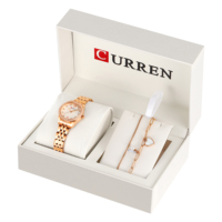 Ensemble de 2 montres de luxe pour femmes CURREN 9086, bracelet en alliage, montre-bracelet à quartz pour femmes, bracelet en alliage avec strass, cadeau pour femmes