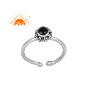 แหวนพลอยโอนิกซ์สีดำ925โบราณออกซิไดซ์แหวนเงินแฮนด์เมดแหวนเงินเครื่องประดับคอลเลกชันคลาสสิก - Product Image 1