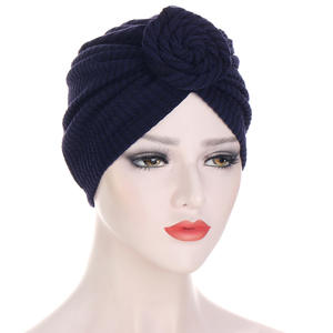 Turbante de <span class=keywords><strong>caracol</strong></span> a rayas de moda multicolor de alta calidad, gorra Hijab sólida musulmana circular para mujer - Product Image 2