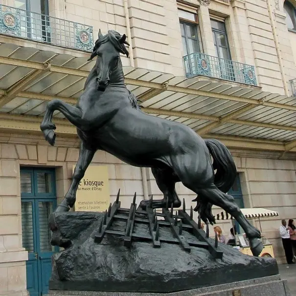 Escultura de estatua de bronce para jardín, escultura de estatua de caballo antiguo de tamaño real de Latón para Decoración al aire libre