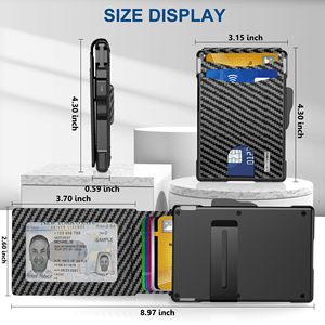 <strong>Men's</strong> Pop-Up Aluminum-Framed Carbon Fiber RFID Blocking <strong>Bifold</strong> <strong>Wallet</strong> with Air-Tag Slot Credit Card Holder - Fold Closure Design
