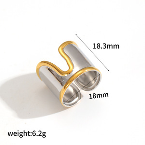 Geometric Stainless Steel <b>Rings</b> For Women Irregular 18k Gold Plated <b>Titanium</b> Steel Fashion Jewelry Gift - Product Image 5