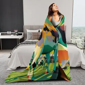 ผ้าห่มผ้าสักหลาดโพลีเอสเตอร์ลายดอกไม้ผ้ากำมะหยี่ดีไซน์แนวตั้งลายสก๊อตกันไฟขนาด280 GSM - Product Image 2