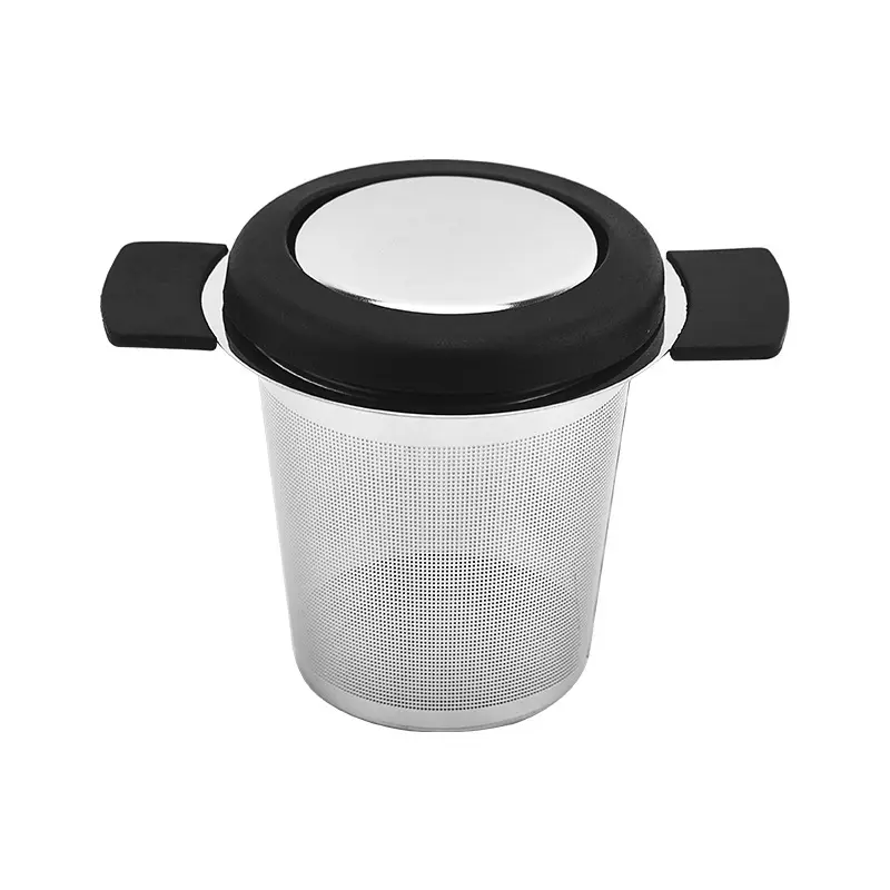 Harmony Wholesale Customized Logo Fine Mesh Double Handle Loose Leaf Stainless Steel Tea Infuser Strainer with Lid