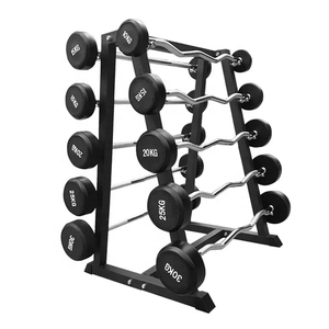 Heavy Duty Fixed Gym Barbell Set Levantamiento de pesas Recubierto de goma Curl/Strait <span class=keywords><strong>Bar</strong></span> Equipo de pesas de alta calidad - Product Image 4