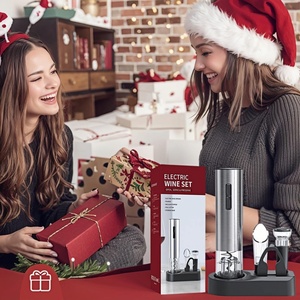 Stainless Steel Automatic Rechargeable Electric Wine Bottle Opener <b>Gifts</b> <b>Set</b> with Foil Cutter Convenient Corkscrew - Product Image 3
