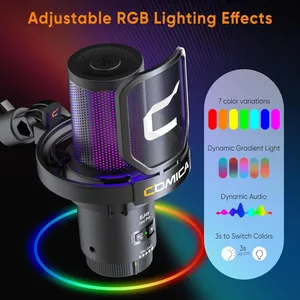 Micrófono USB <span class=keywords><strong>Comica</strong></span> Uni Pro para juegos con cancelación de ruido/RGB/perilla de equilibrio de ganancia micrófono condensador para Streaming Podcasting - Product Image 6