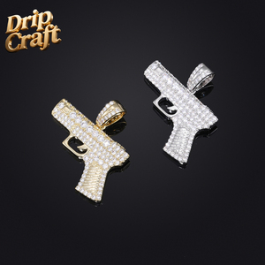 Colgante de Pistola <span class=keywords><strong>Chapado</strong></span> <span class=keywords><strong>en</strong></span> <span class=keywords><strong>Oro</strong></span> Estilo Hip-Hop, Inspirado <span class=keywords><strong>en</strong></span> el Punk, <span class=keywords><strong>Cobre</strong></span> <span class=keywords><strong>Chapado</strong></span> <span class=keywords><strong>en</strong></span> <span class=keywords><strong>Oro</strong></span> con Zirconia, Alta Calidad, Venta al Por Mayor - Product Image 5