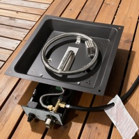Kit de brûleur à gaz carré noir de 395 mm pour table de foyer extérieur.