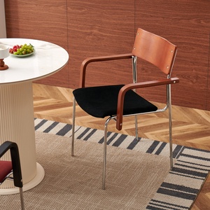 Serfen Wabi-Sabi <span class=keywords><strong>เก้าอี้</strong></span>รับประทานอาหารร้านอาหารกำมะหยี่โบราณย้อนยุคมีกล่องนุ่มใช้ในเชิงพาณิชย์ - Product Image 3