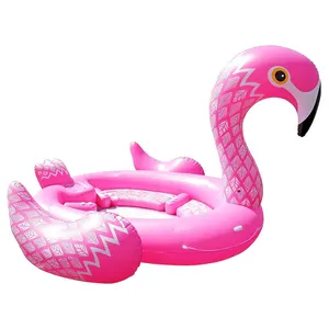 Customized Pool Floating Island Large Inflatable Flamingo Island Water Party Float