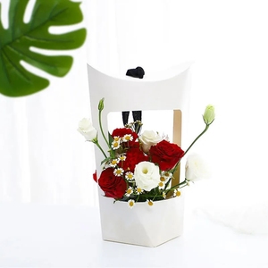 Bolsas de papel kraft de flores rosas con asa ramo impermeable floristería embalaje regalos de fiesta de San Valentín cajas vacías - Product Image 5