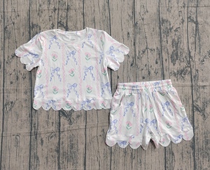 Usine de vêtements pour enfants OEM, vêtements pour bébés filles sur mesure, prix bas, haute qualité, shorts bermuda pour filles, ensemble deux pièces - Product Image 2