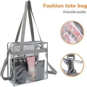 Daily Use <b>Clear</b> Tote Bag Transparent PVC Top Handle <b>Handbag</b> Durable <b>Clear</b> Bag for Stadium Events - Product Image 4