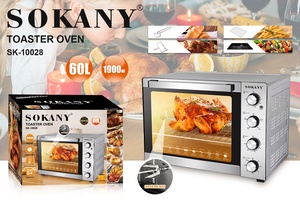<span class=keywords><strong>Horno</strong></span> de Encimera Inteligente Sokany 10028 de 60L de Capacidad, Electrodoméstico Eléctrico para el Hogar, Acero al Carbono, Batería, 220V, Inglés, <span class=keywords><strong>Horno</strong></span> <span class=keywords><strong>Pequeño</strong></span> - Product Image 4