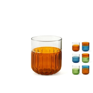Set di 6 bicchieri in vetro borosilicato bicolore da 37 cl, colori assortiti. - Product Image 1