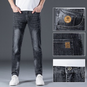 अनुकूलित विंटेज पुरुषों की डेनिम पैंट 100% सूती नरम सीधे पैर सादे रंग से बुना हुआ कस्टम डिजाइन धोया तकनीकी - Product Image 5