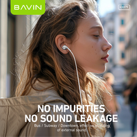 BAVIN HX879 Noir Blanc 3.5mm Type c Plug in Ear Wire Music Earphone Casque avec Microphone HD