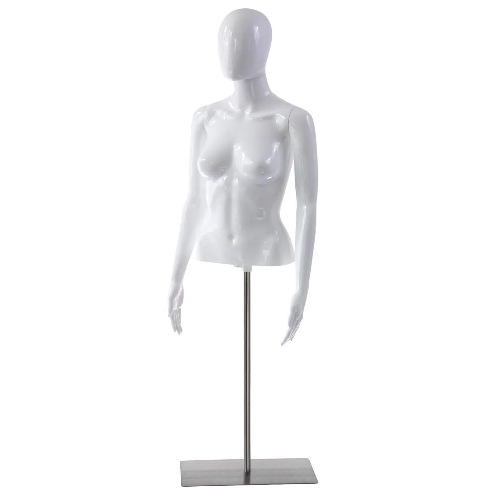 卸売プラスチック女性マネキン胴体ユーロアメリカンスタイル上半身ホワイトカラー女性マネキンディスプレイ用
