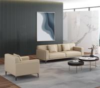 Ensemble de canapés de bureau de direction en cuir véritable, modernes et luxueux, avec structure en bois, pour bureau à domicile, écologiques, durables et haute densité