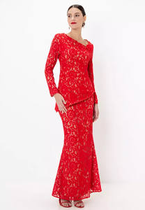Ensemble de robe islamique Baju Kurung pour femmes musulmanes, de qualité supérieure, avec broderie en dentelle, moderne 2026 - Product Image 4