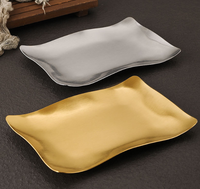 Plateau de service ondulé en acier inoxydable, décoratif en métal, pour café, gâteaux, desserts, bijoux, bougies, rangement, décoration de table pour café et hôtel