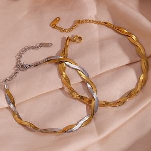 डबल परत महिलाओं नाग चेन पायल महिलाओं के लिए 18k सोना मढ़वाया स्टेनलेस स्टील ठीक गहने पायल - Product Image 5