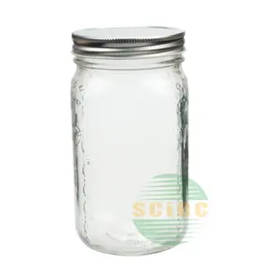 mason jars 16oz 28oz 32oz 64oz volume glass jar with lid and customs logo printing