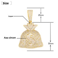 Pendentif en cuivre plaqué or 18 carats avec zircon, style hip-hop personnalisé, sac d'argent en forme de dollar chrétien, bijoux exquis pour femmes