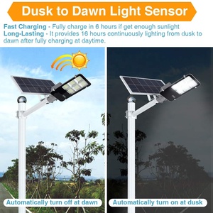 ไฟถนนพลังงานแสงอาทิตย์ 150W เปิด/ปิดอัตโนมัติ กันน้ำ IP65 ความสว่างสูง 6000K พร้อมรีโมทสำหรับไฟส่องสว่างภายนอกอาคารบนถนนสาธารณะ - Product Image 2