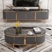 Ensemble de tables basses NOVA en marbre noir, design moderne et simple, meuble TV et ensemble de tables centrales pour la maison, meubles de luxe
